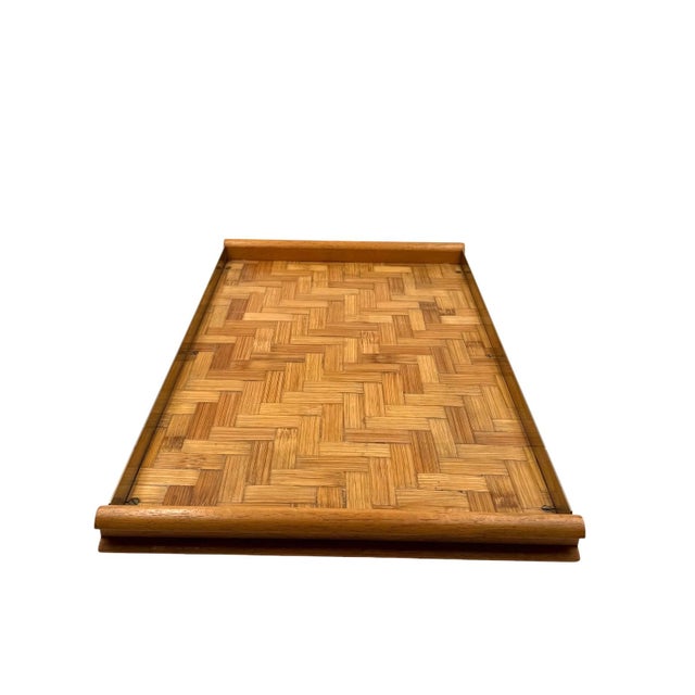 Hollywood Regency Bamboo and Brass Tray, Italy, 1970s For Sale - Image 6 of 16