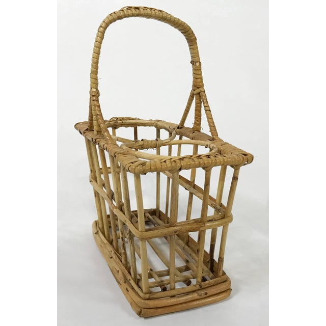Woven Rattan Wine Caddy, Utensil Holder or Vase For Sale - Image 4 of 4