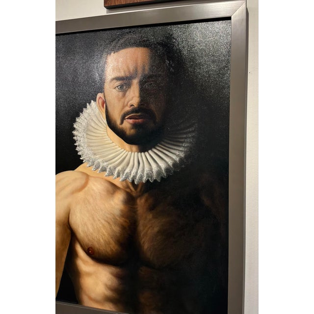 2010s Painting of a Man in an Elizabethan Collar by Brad Erickson For Sale - Image 5 of 6