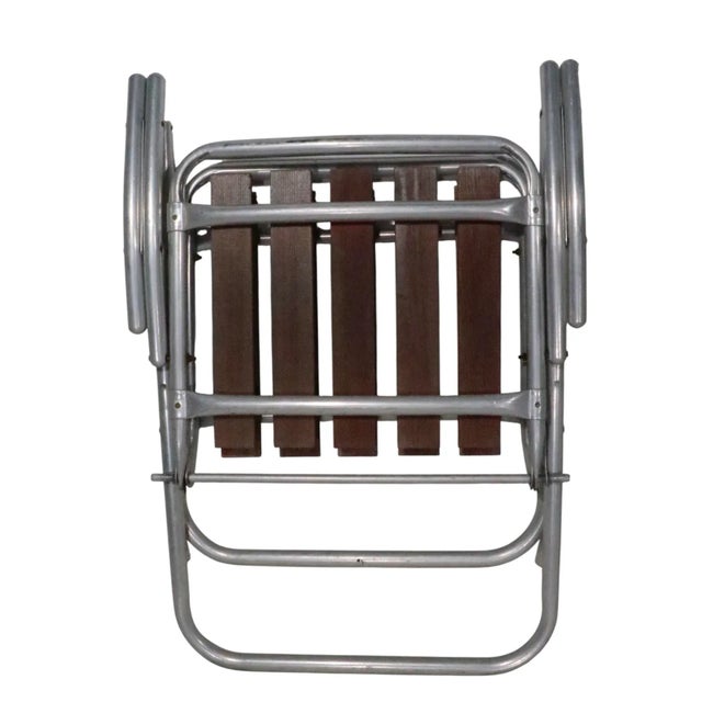 Pr. Vintage Aluminum and Wood Folding Lawn Chairs C 1960/70's For Sale - Image 11 of 11