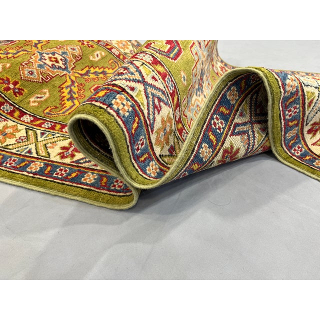 Olive Green, Red and Cream Kazak Wool Runner Rug, 2'11" X 9'9" For Sale - Image 13 of 18