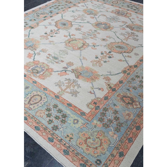 Blue Turkish Oushak Rug 8'6" x 9'9" #20431 For Sale - Image 8 of 8