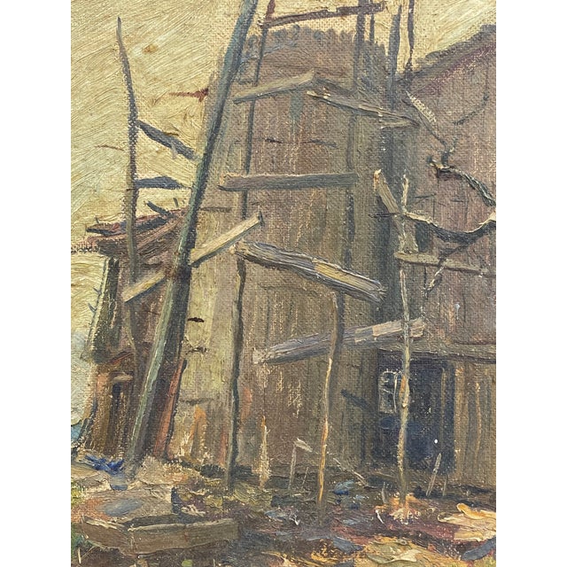 Gray Early 20th Century European School Painting of a Dilapidated Barn For Sale - Image 8 of 15
