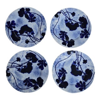 Anthropologie Blue & White Dessert Plates- Set of 4 For Sale