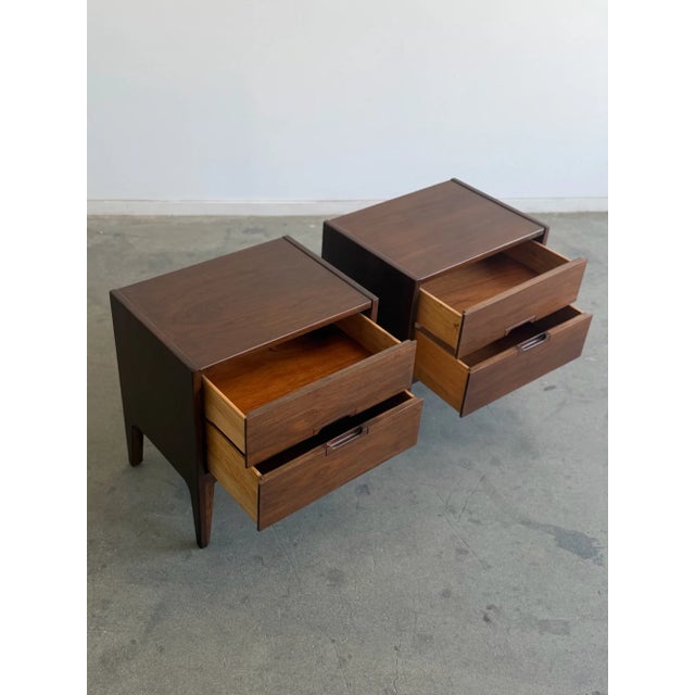 Wood 1960s Minimal Nightstands With Recessed Pull - Pair For Sale - Image 7 of 9
