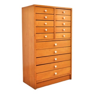 Vintage School Chest of Drawers in Beech, 1950s For Sale