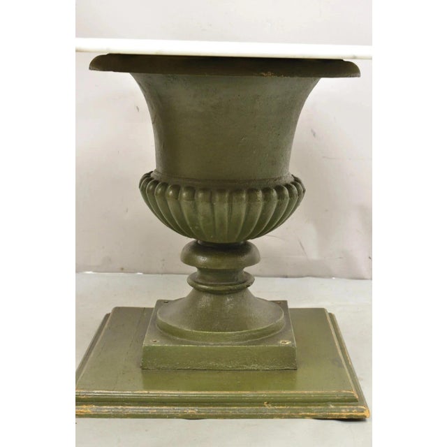 Italian Classical Cast Iron Urn Planter Pedestal Base Round Marble Dining Table For Sale - Image 4 of 12