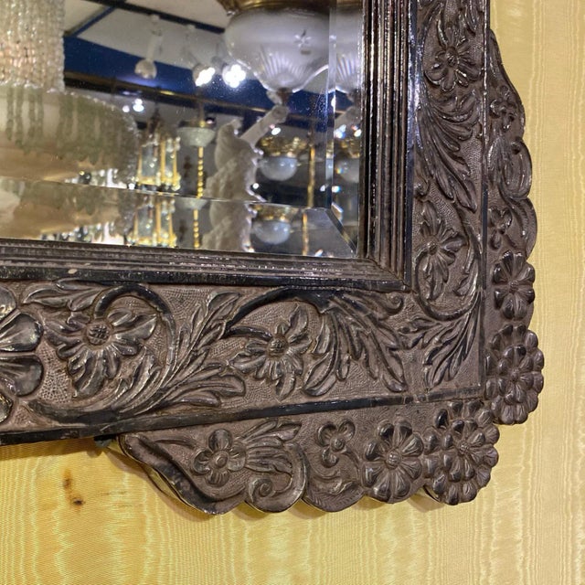 Silver Ornate 19 Century Indian Silver Clad Mirror For Sale - Image 8 of 13