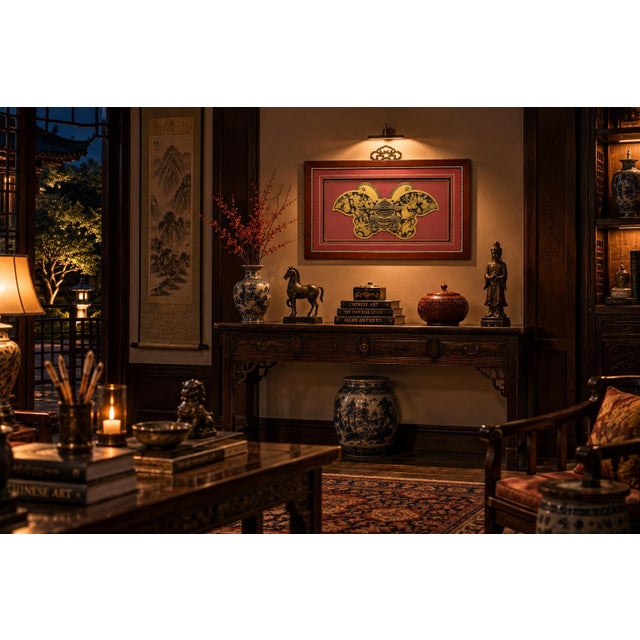 Chinese Vintage Brass Hardware Butterfly Shadow Box Art Asian Chinese For Sale - Image 3 of 15