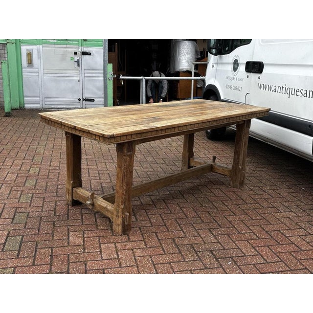 Wood English Light Oak Refectory Dining Table For Sale - Image 7 of 18