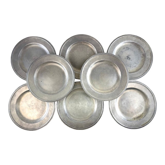 Vintage Carron Pewter Salad Plates, Freeport Pennsylvania, Set of 8 For Sale