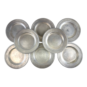 Vintage Carron Pewter Salad Plates, Freeport Pennsylvania, Set of 8