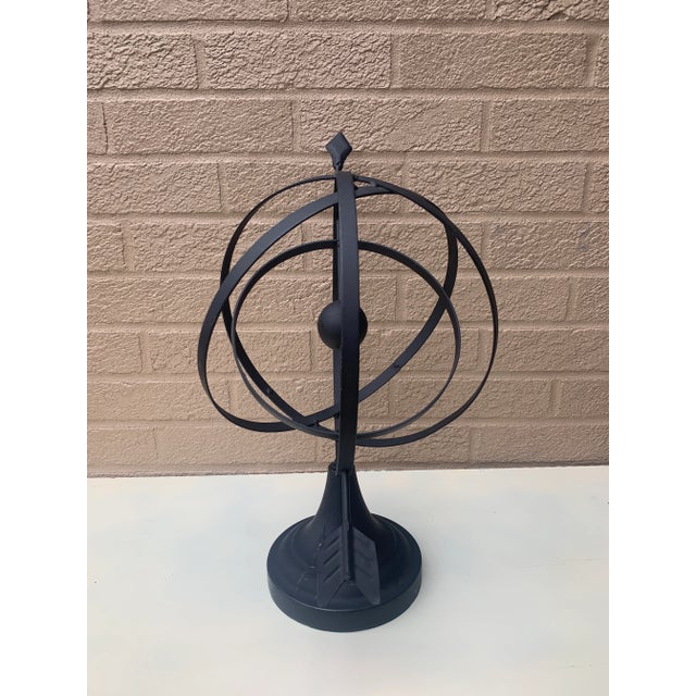 Black Vintage English Country Iron Black Garden Armillary Sundial For Sale - Image 8 of 8
