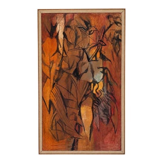 Original Abstract Expressionist Oil Painting by Arthur Osver, Circa 1955, 40” X 24”, Signed/Framed For Sale