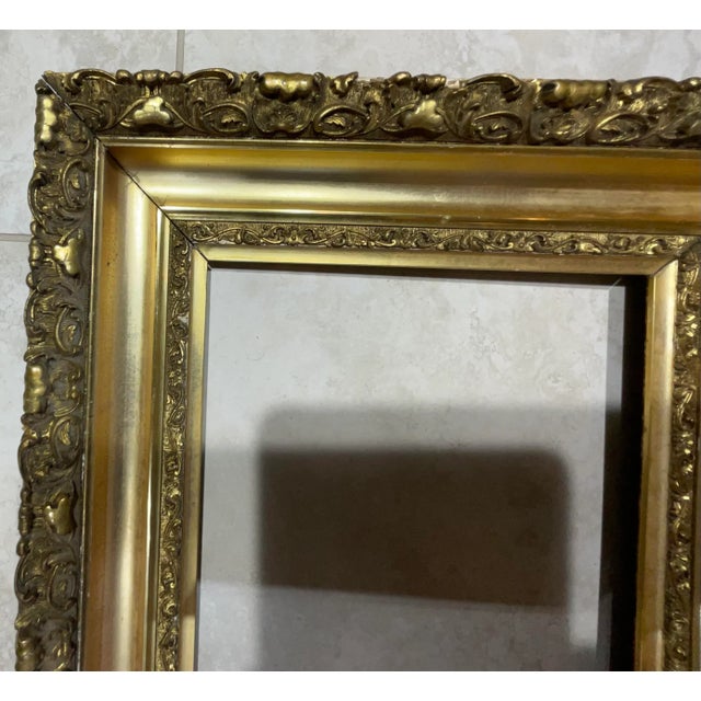 27”.25 X 19”.5 Antique Gold Leaf Wood Frame For Sale - Image 4 of 13