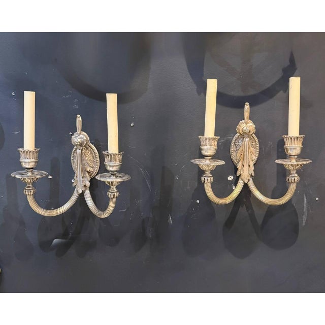 1900 - 1909 1900 Silver Plated Neoclassic Sconces by Edward F. Caldwell For Sale - Image 5 of 7