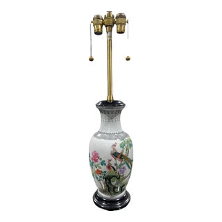 Marbro Chinese Vase Lamp, Phoenix and Peonies, Mid 20th C. For Sale