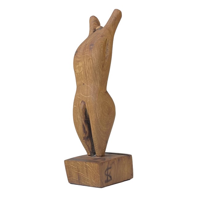 Folk Art Phallus Male Torso Sculpture in Carved Wood, 1970s For Sale