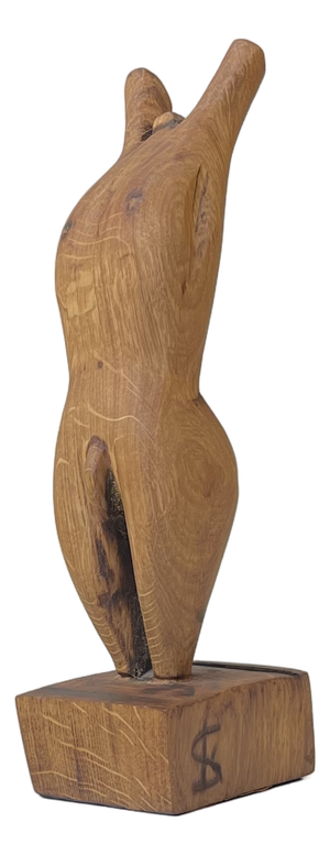 Folk Art Phallus Male Torso Sculpture in Carved Wood, 1970s