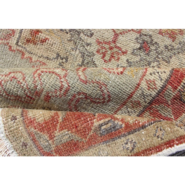 Vintage Turkish Oushak Rug in Soft Light Blue and Faded Rust 2'11 X 5'11 For Sale - Image 9 of 10