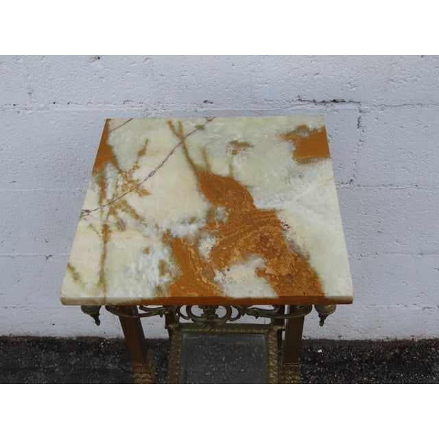 Victorian Onyx Top Two Tiers Flower Statue Stand Pedestal Table 6343 For Sale In Miami - Image 6 of 17