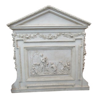 Vintage Neoclassical Architectural Wall Panel With Figural Relief & Floral Garlands For Sale