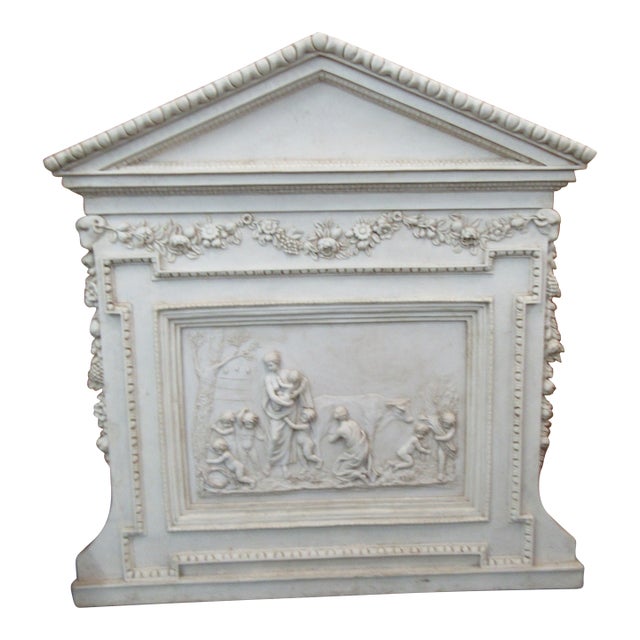 Vintage Neoclassical Architectural Wall Panel With Figural Relief & Floral Garlands For Sale