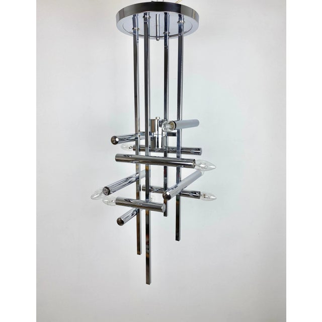 1970s Chrome Chandelier Sculpture by Gaetano Sciolari, Italy, 1970 For Sale - Image 5 of 10