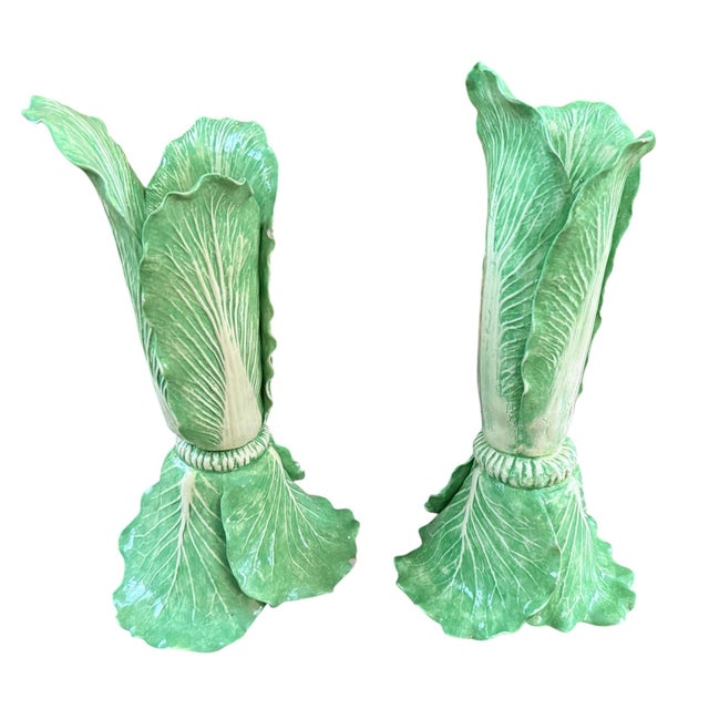 Vintage Dodie Thayer Cabbage Leaf Candleholders For Sale - Image 4 of 12