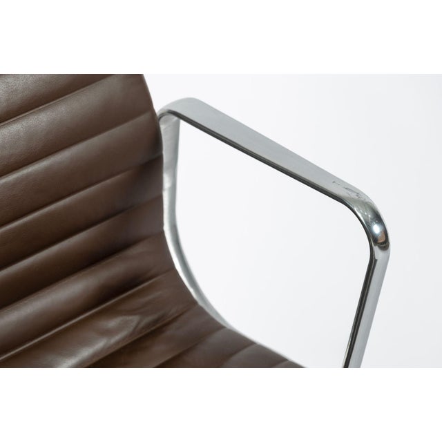 Eames Herman Miller Aluminum Group Thin Pad Brown Leather Office Chair, 2008 For Sale - Image 16 of 18