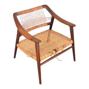 Mid 20th Century "Bambi" Lounge Chair in Teak + Cane
