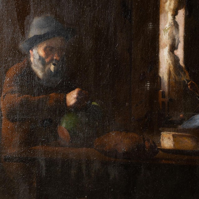 Traditional Large Original Oil on Canvas Painting of Interior Scene With Hunter, Denmark Circa 1900 For Sale - Image 3 of 13