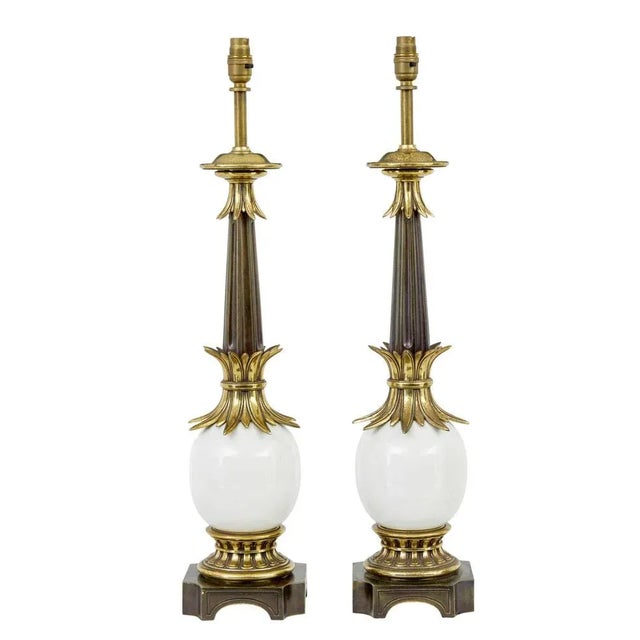 Art Deco Style Brass and Glass Table Lamps, 1990s, Set of 2 For Sale - Image 6 of 6