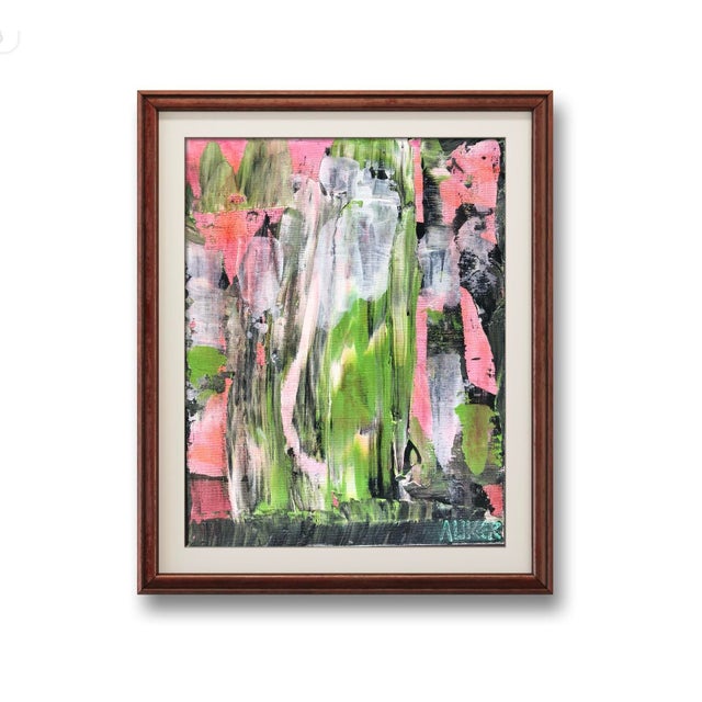 Contemporary Abstract Painting “Pink and Green Near and Far” by CL Auker For Sale - Image 4 of 9