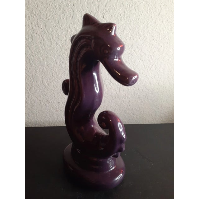 Coastal 1960s Purple Ceramic Seahorse Figurine For Sale - Image 3 of 5