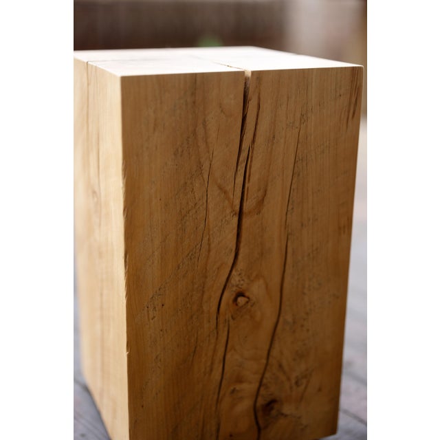 Beech Solid Wood Cube Side Table For Sale - Image 12 of 18
