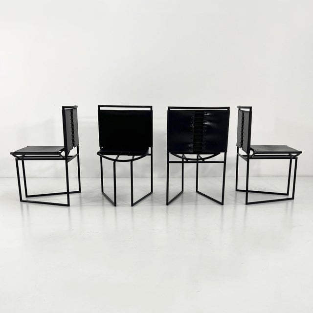Model 91 Chairs in Black Leater by Mario Botta for Alias, 1990s, Set of 4 For Sale - Image 16 of 16