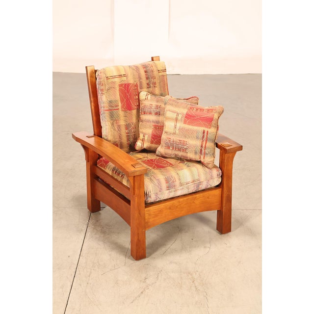 High Quality American Made Stickley Mission Collection Morris Chair Constructed In Cherry With Narrow Arms, Reverse Taper...