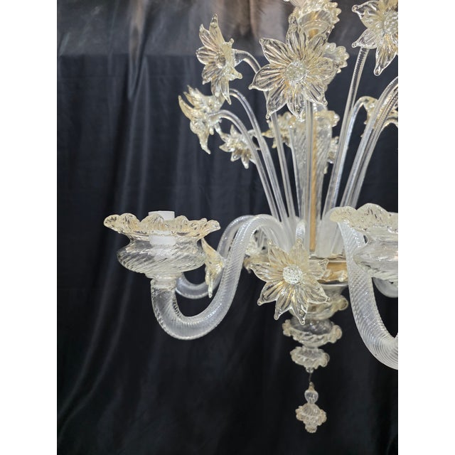 White Murano Glass Floral Chandelier, 1980s For Sale - Image 8 of 15