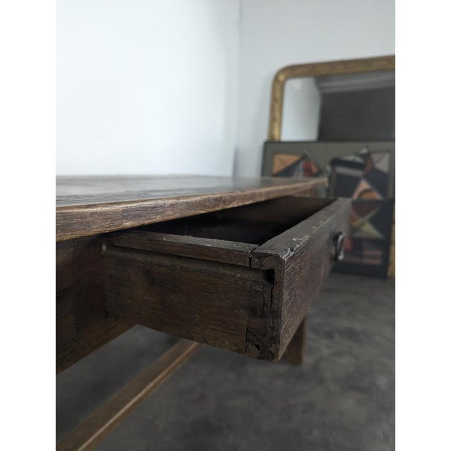 Vintage Oak Farmhouse Table For Sale - Image 4 of 7