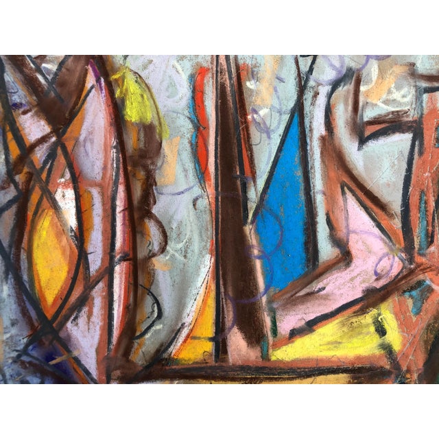 “Astro City” as an artists interpretation of a futuristic city. Original Pastel by Erik Sulander (14x13 Signed, unframed.