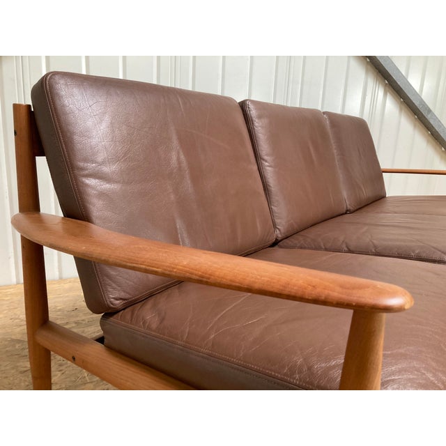Teak and Leather Sofa by Grete Jalk for France & Son, 1960s For Sale - Image 17 of 18