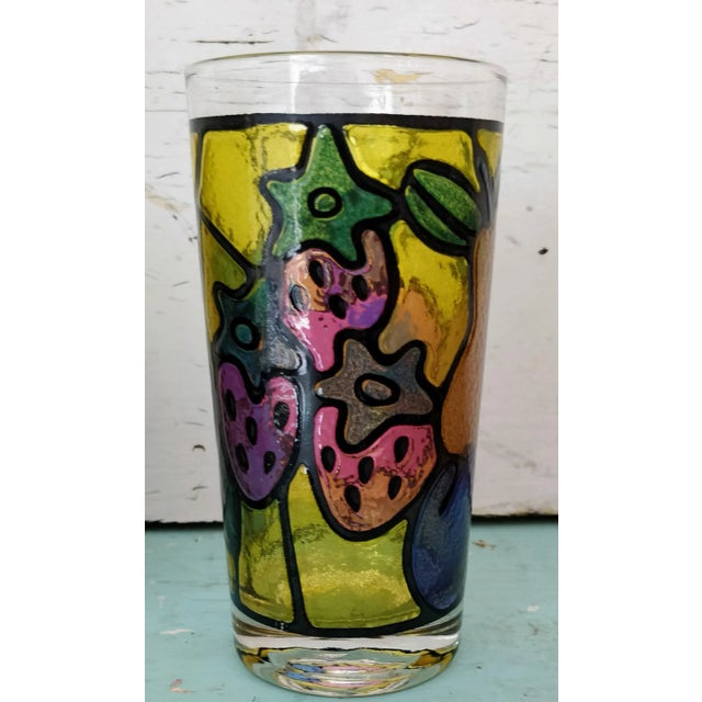Vintage Stain Glass Colored Fruit Drinking Glasses Set 7 Chairish
