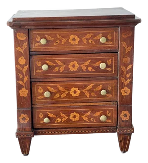 Fabulous Antique Inlay Jewelry Box With 4 Drawers
