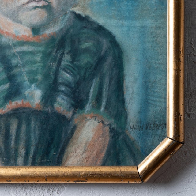 Hans Veenstra Pouty Girl Pastel Portriat, 1922 For Sale In Savannah - Image 6 of 10