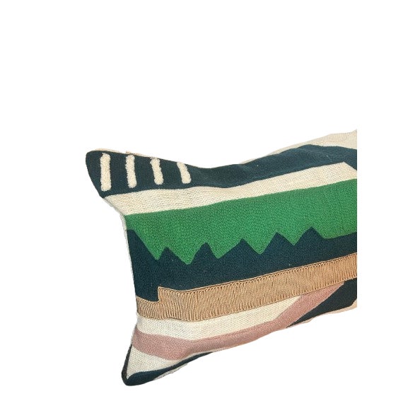 Lumbar pillow cover using Pierre Freys beautifully textured Paradiso Fabric in the front and a neutral linen fabric in the...