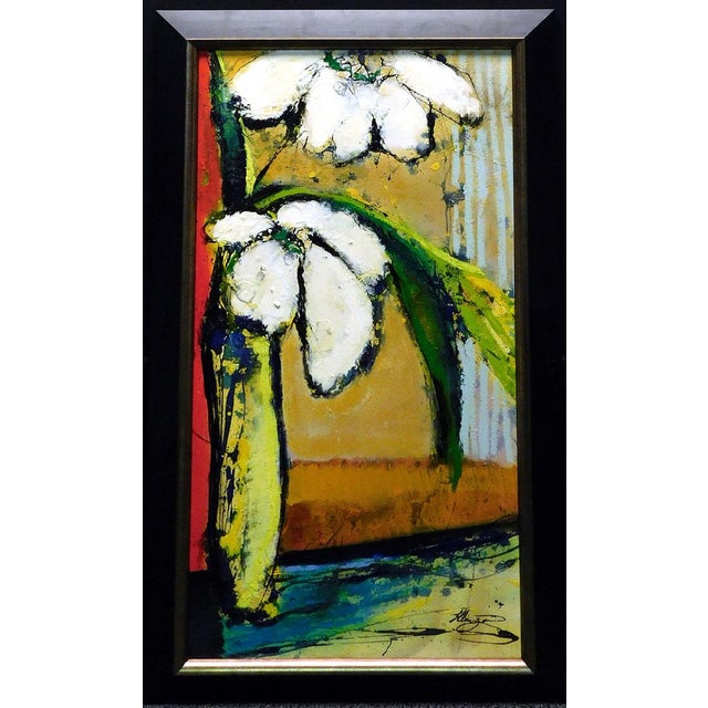 "Fleursx-6" Contemporary Abstract Botanical Oil Painting by Helen Zarin, Framed For Sale In Denver - Image 6 of 6