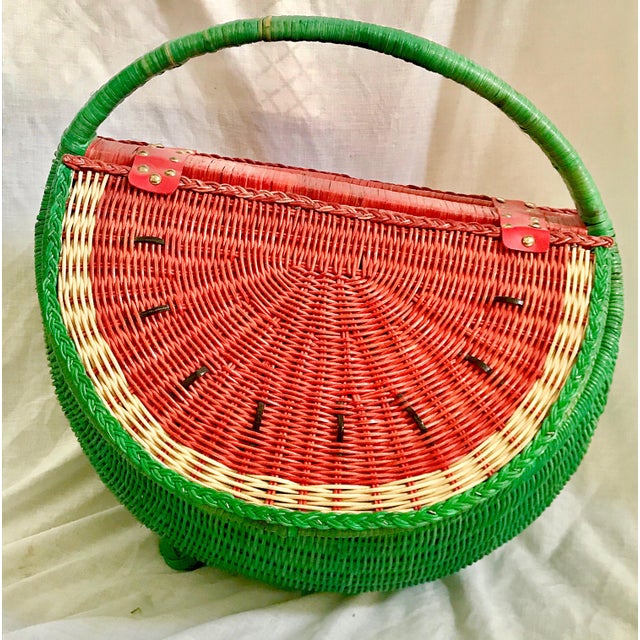 Vintage Double Sided Watermelon Picnic Basket Chairish