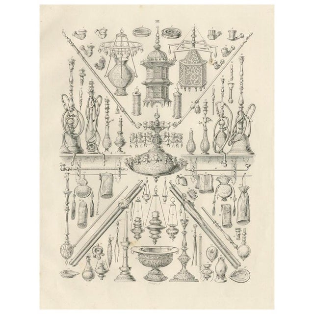 Islamic Lamps and Hookahs Object Study, 1846, Paper For Sale - Image 9 of 9