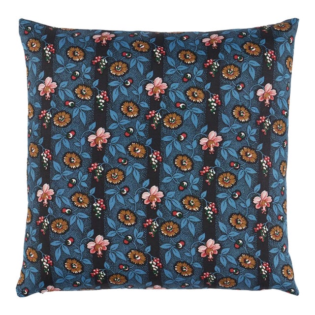 Schumacher LaRue Stripe Pillow In Midnight For Sale